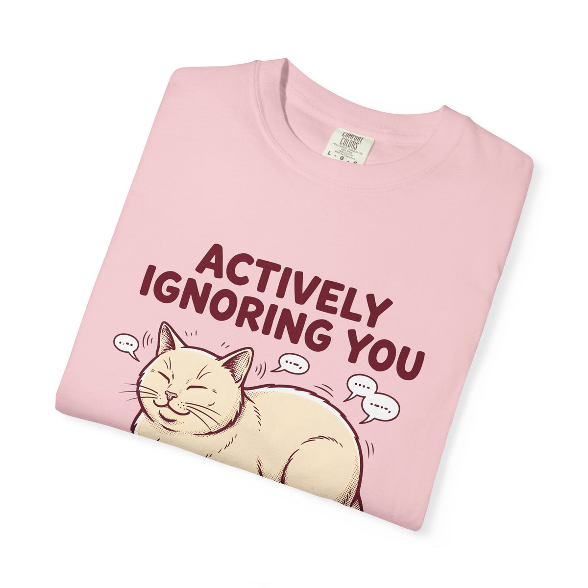 Grinning Cat T-Shirt Cat Comedy Gift Women Shabby Chic T-Shirt Kitty T-Shirt Cat Fan Distressed T-Shirt Humor Graphic Doodle Text Bubbles T-Shirt
