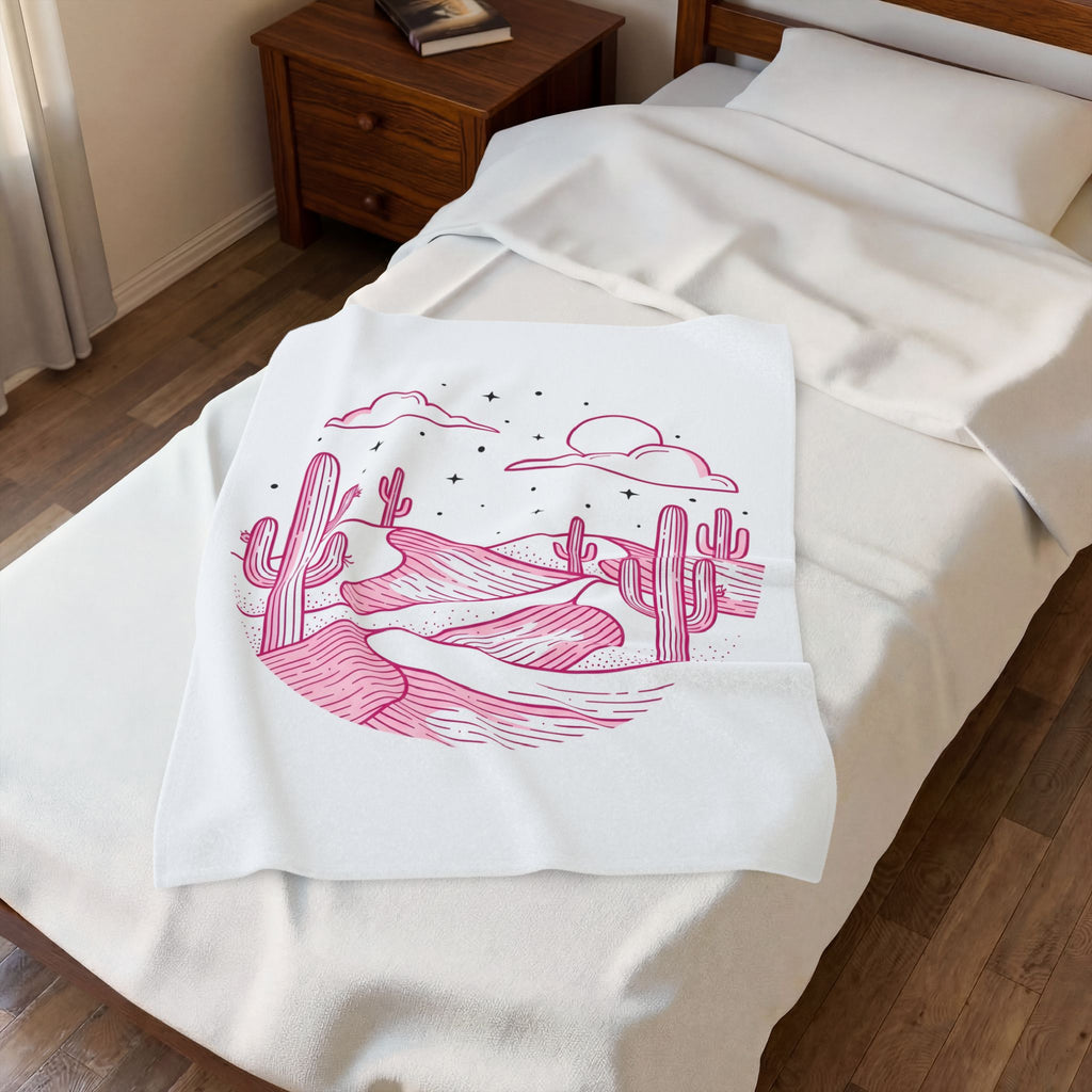 Desert Plant Desert Wilderness Gift Modern Cactus Desert Fan Succulent Wilderness Line Blanket