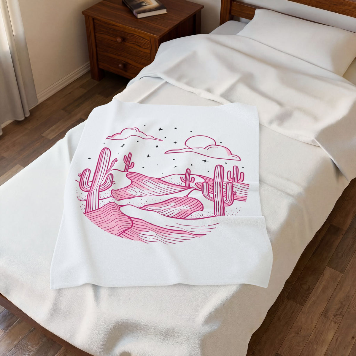 Desert Plant Desert Wilderness Gift Modern Cactus Desert Fan Succulent Wilderness Line Blanket