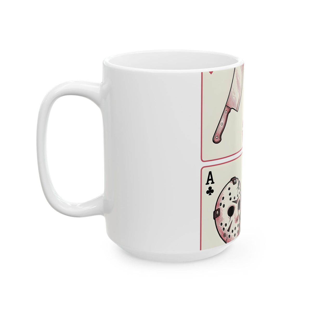 Spooky Card Deck Mug Halloween Fright Gift Women Hand Drawn Mug Tarot Card Mug Horror Fan Illustrated Mug Scary Graphic Cartoon