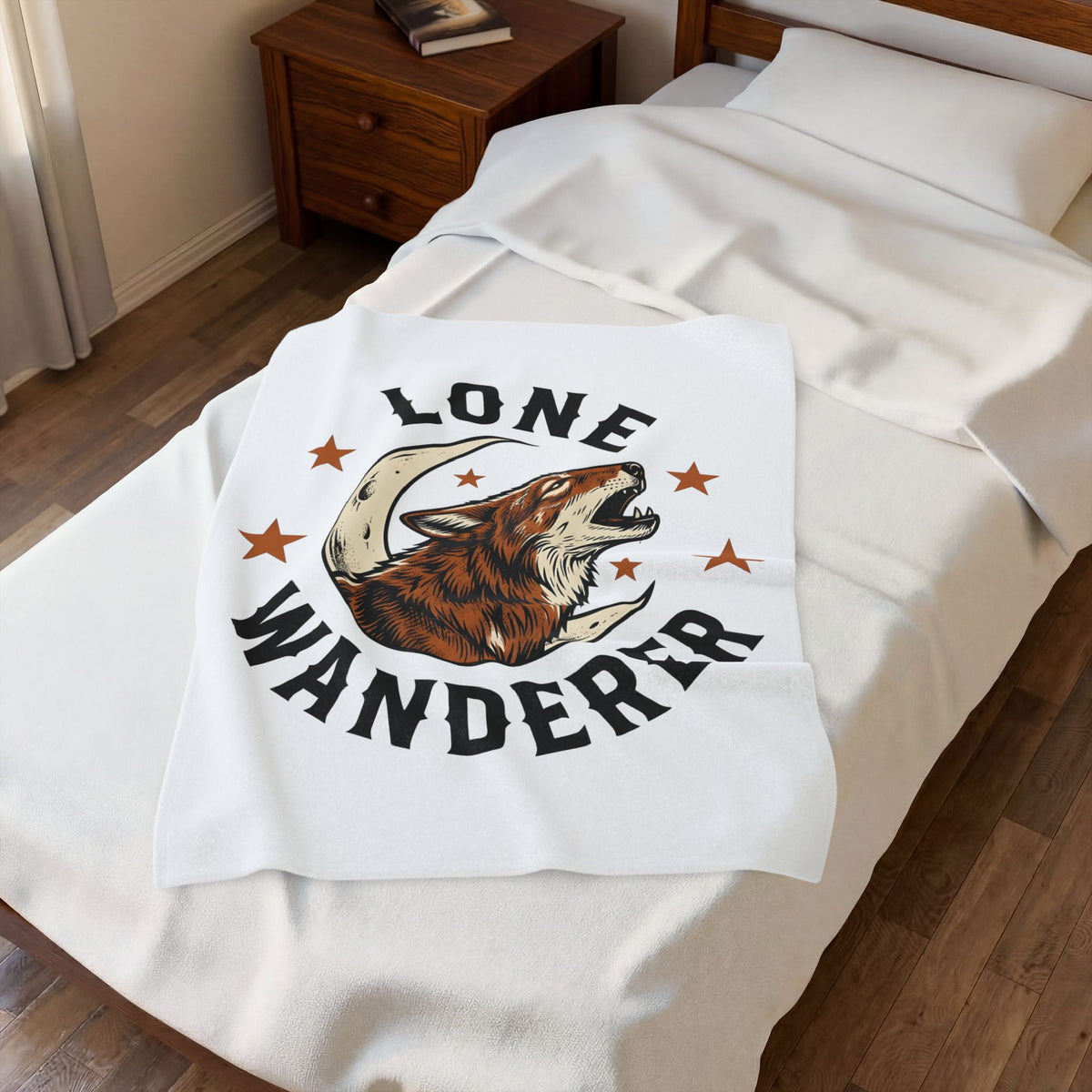 Howling Wolf Blanket Cowgirl Nature Gift Women Rustic Blanket Wolf Blanket Cowgirl Fan Vintage Blanket Environmental Graphic Classic Moon Crescent
