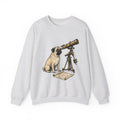 Pug Puppy Sweatshirt Dog Space Gift Women Retro Sweatshirt Puppy Sweatshirt Dog Fan Canine Sweatshirt Vintage Graphic Astronomy Illustration Sketch Binoculars