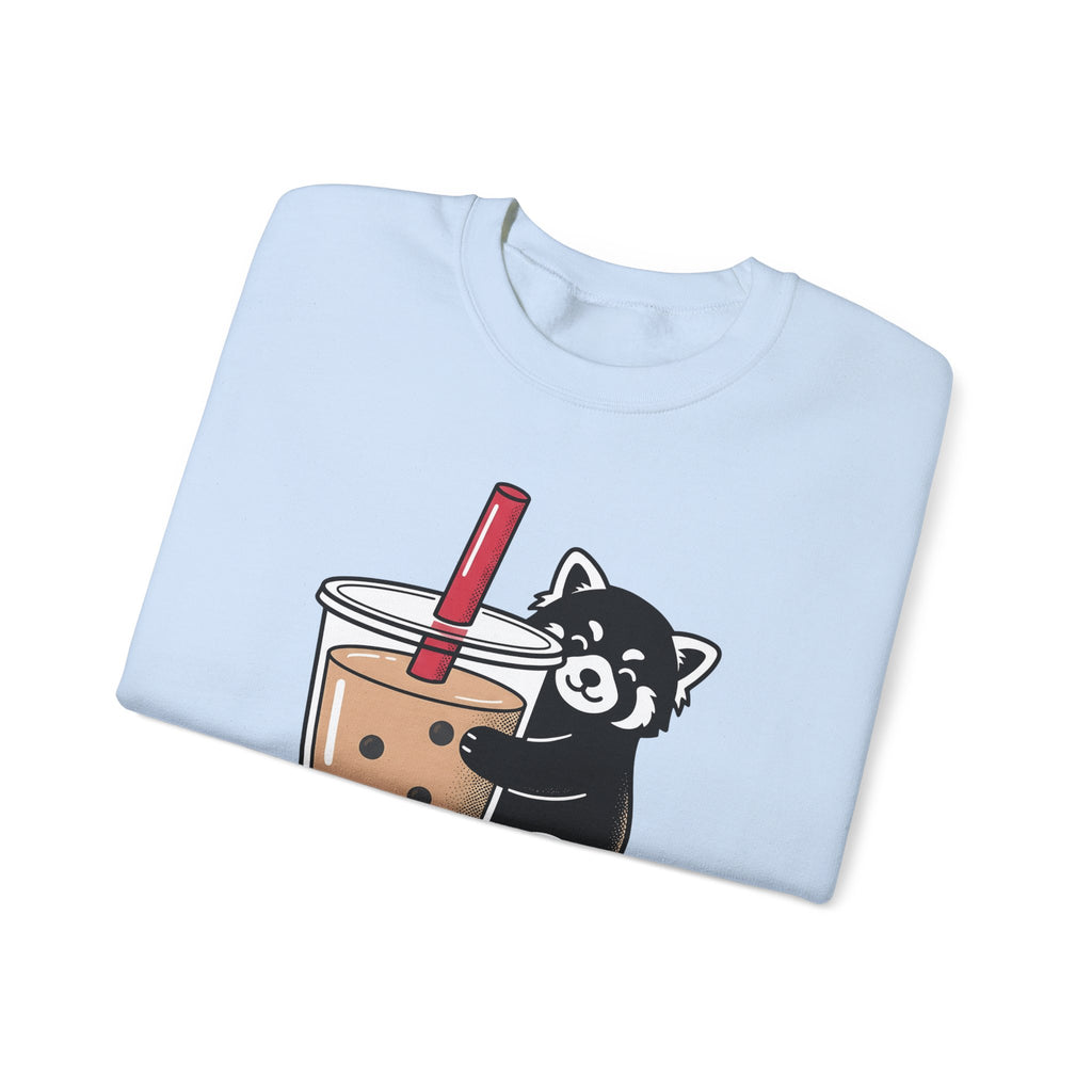 Red Panda Drink Sweatshirt Boba Wildlife Gift Women Adorable Sweatshirt Panda Drink Sweatshirt Bubble Tea Fan Cute Sweatshirt Animal Graphic Animated Milk Tea
