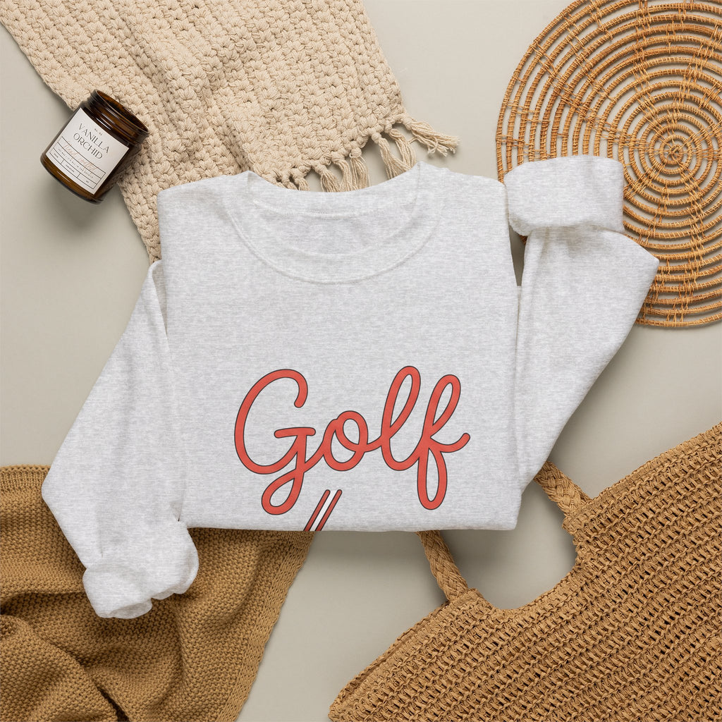 Golf Athlete Sweatshirt Golf Pastime Gift Women Simple Design Sweatshirt Golfer Sweatshirt Golfing Enthusiast Minimalist Sweatshirt Leisure Graphic Outline