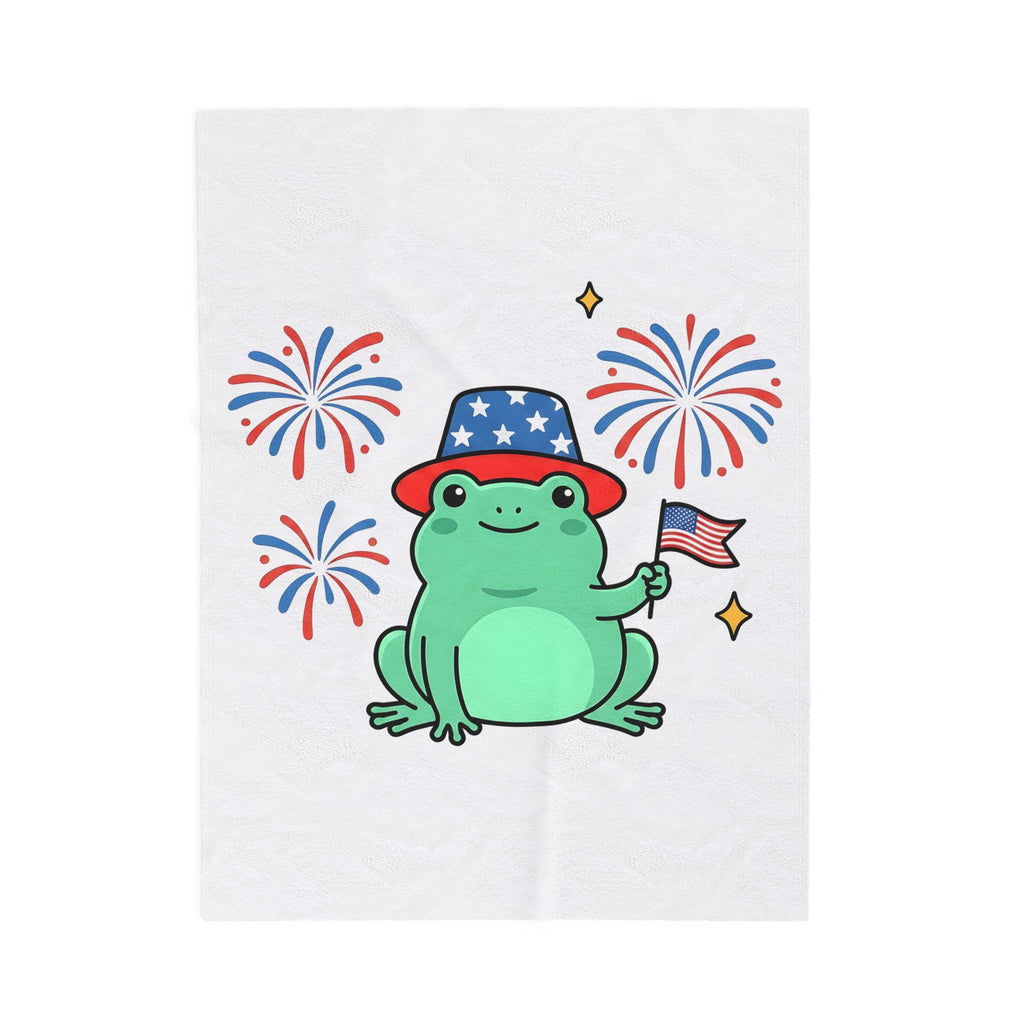 Usa Frog Blanket America/4th Of July Wildlife Gift Women Kawaii Blanket Toad Blanket Patriotic Fan Cute Blanket Animal Graphic Comic Sparkler