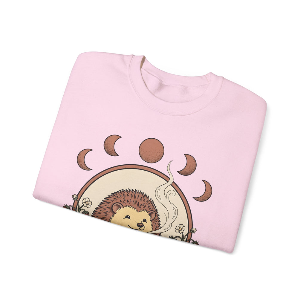 Porcupine Coffee Sweatshirt Cute Wildlife Gift Women Chibi Sweatshirt Coffee Sweatshirt Kawaii Fan Cartoon Sweatshirt Animal Graphic Hand Drawn Strawberry