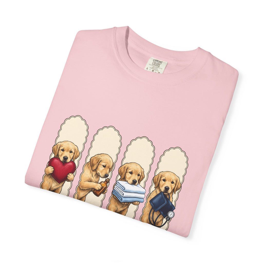 Golden Dog Puppy Nurse Pet Gift Puppy Healthcare Enthusiast Doggo Animal Minimalist T-Shirt