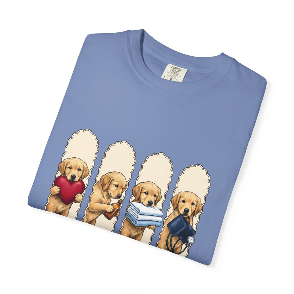 Golden Dog Puppy Nurse Pet Gift Puppy Healthcare Enthusiast Doggo Animal Minimalist T-Shirt