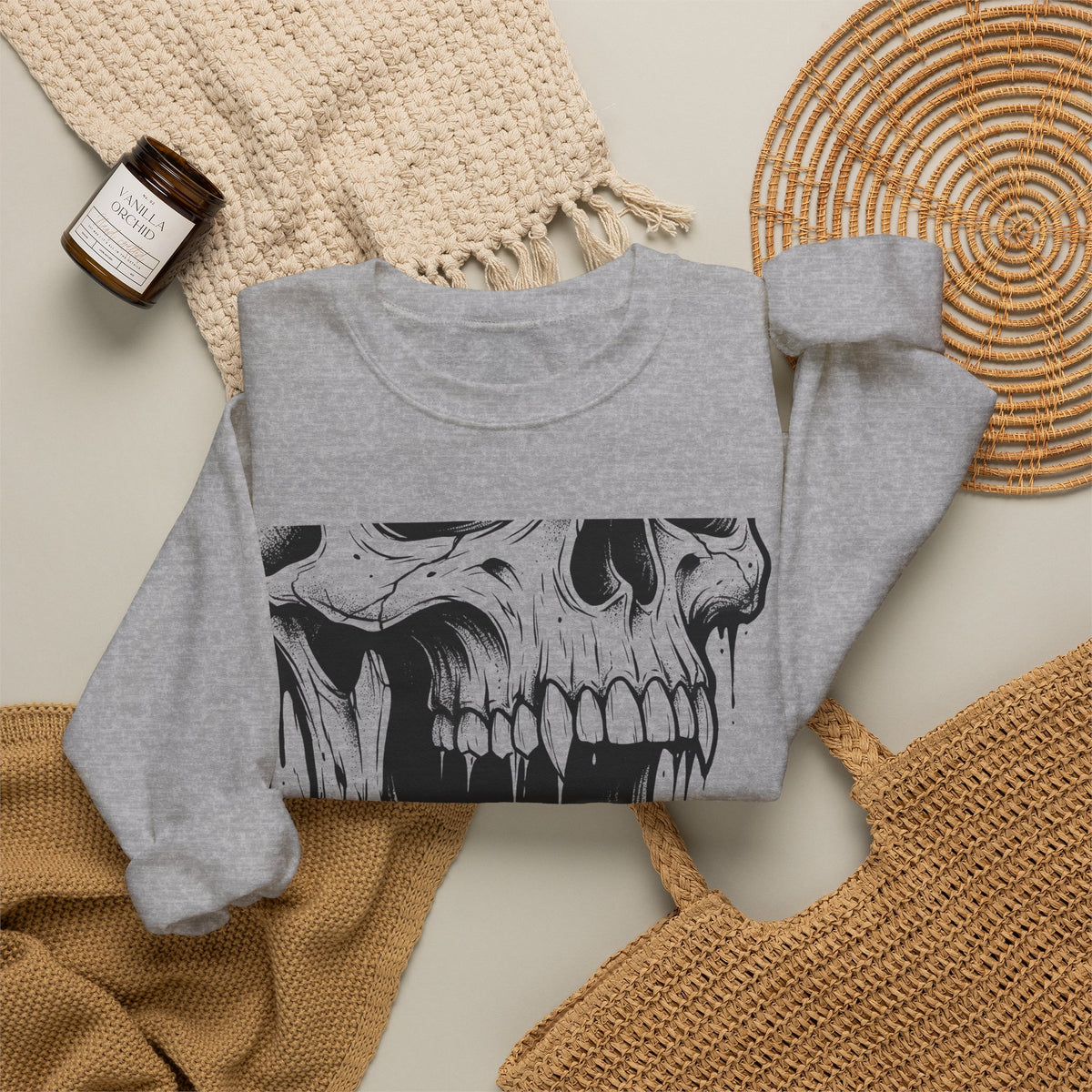 Skull Art Sweatshirt Gothic Fright Gift Women Macabre Sweatshirt Skull T-Sh