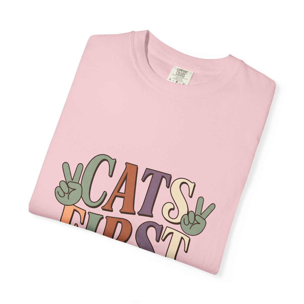 Peace Symbol Design T-Shirt Cat Animal Gift Women Vintage T-Shirt Peace Sign T-Shirt Cat Fan Feline T-Shirt Creature Graphic Sketch Hand Gesture