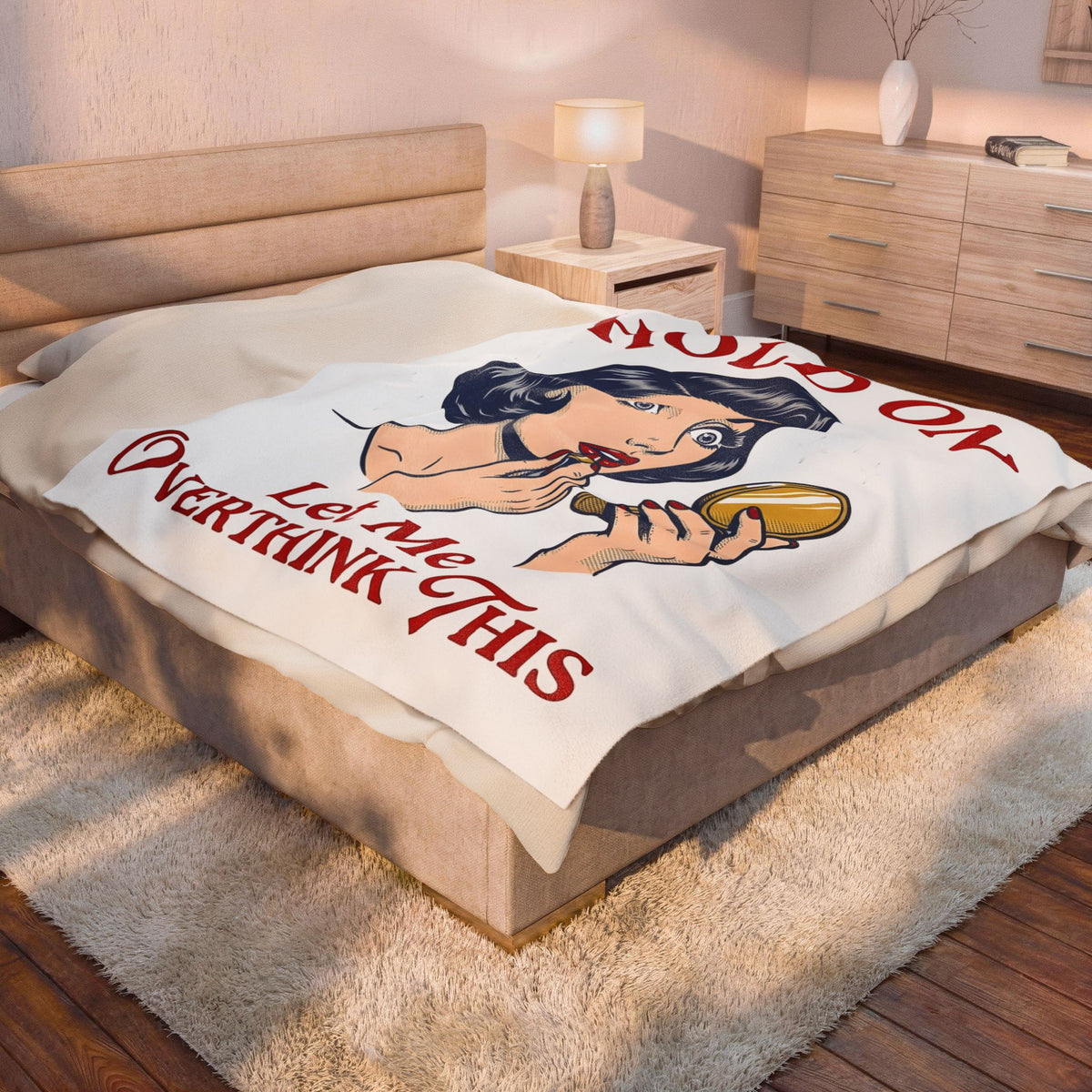 Vintage Woman Mirror Funny Humor Gift Retro Antique Lady Comedy Fan Vintage Pop Blanket