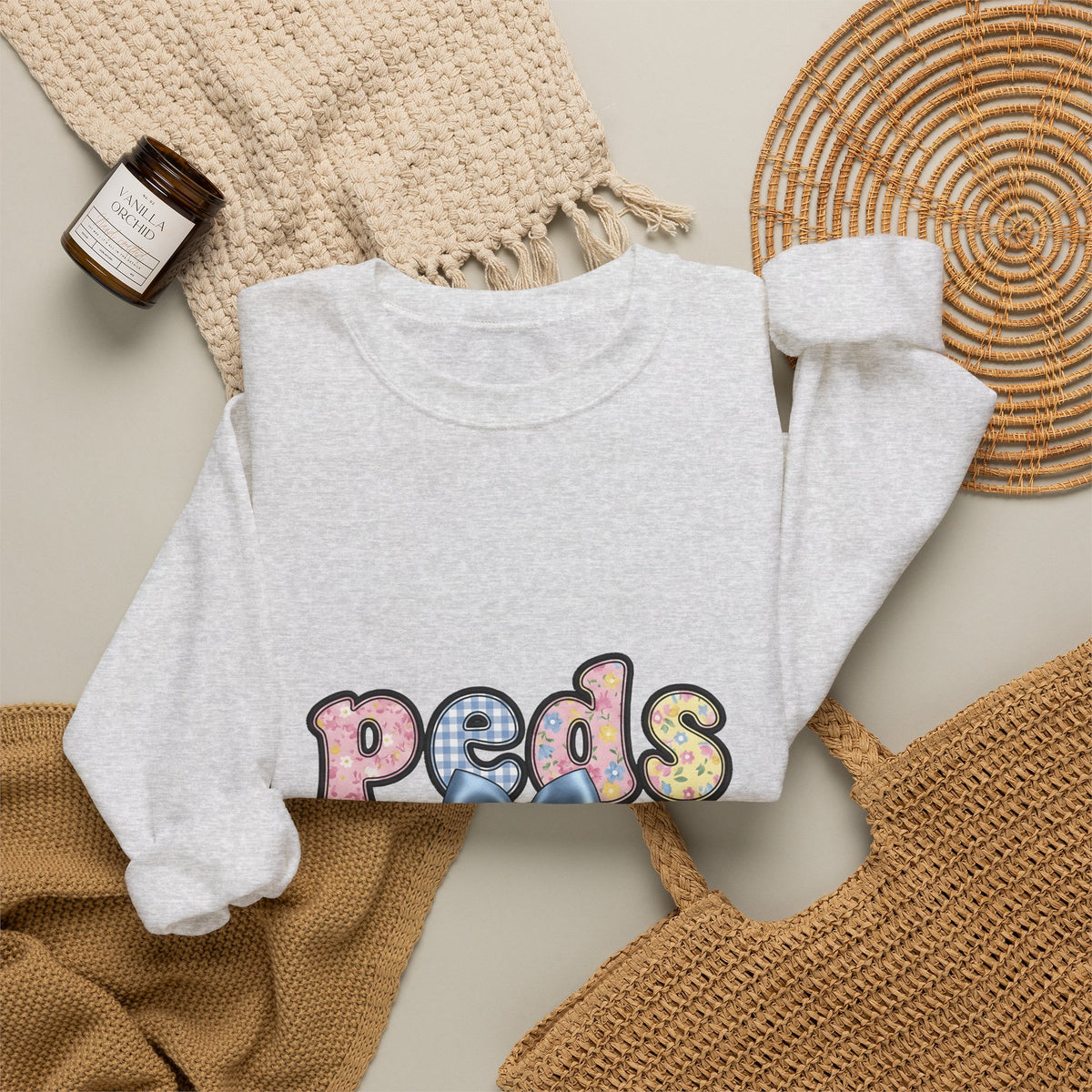 Pastel Fabric Typography Sweatshirt Nurse Flower Gift Women Adorable Sweatshirt Textile Sweatshirt Nursing Enthusiast Typography Sweatshirt Floral Graphic Old