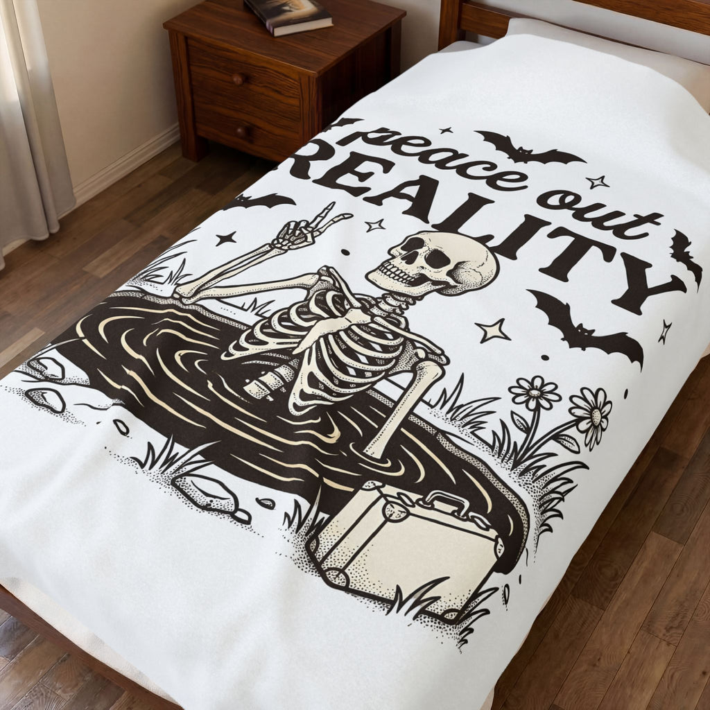 Skeleton Graphic Blanket Funny Halloween Gift Women Gothic Blanket Bones Blanket Humor Fan Dark Blanket Spooky Graphic Vintage Bat Blanket