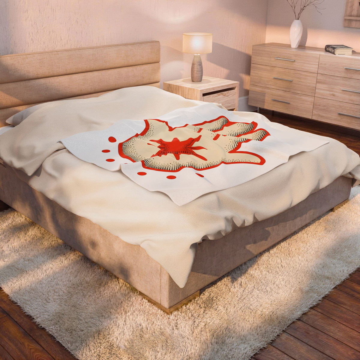 Hamsa Hand Blanket Boho Chic Spiritual Gift Women Minimalist Blanket Hand Of Fatima Blanket Bohemian Enthusiast Simple Blanket Mystical Graphic