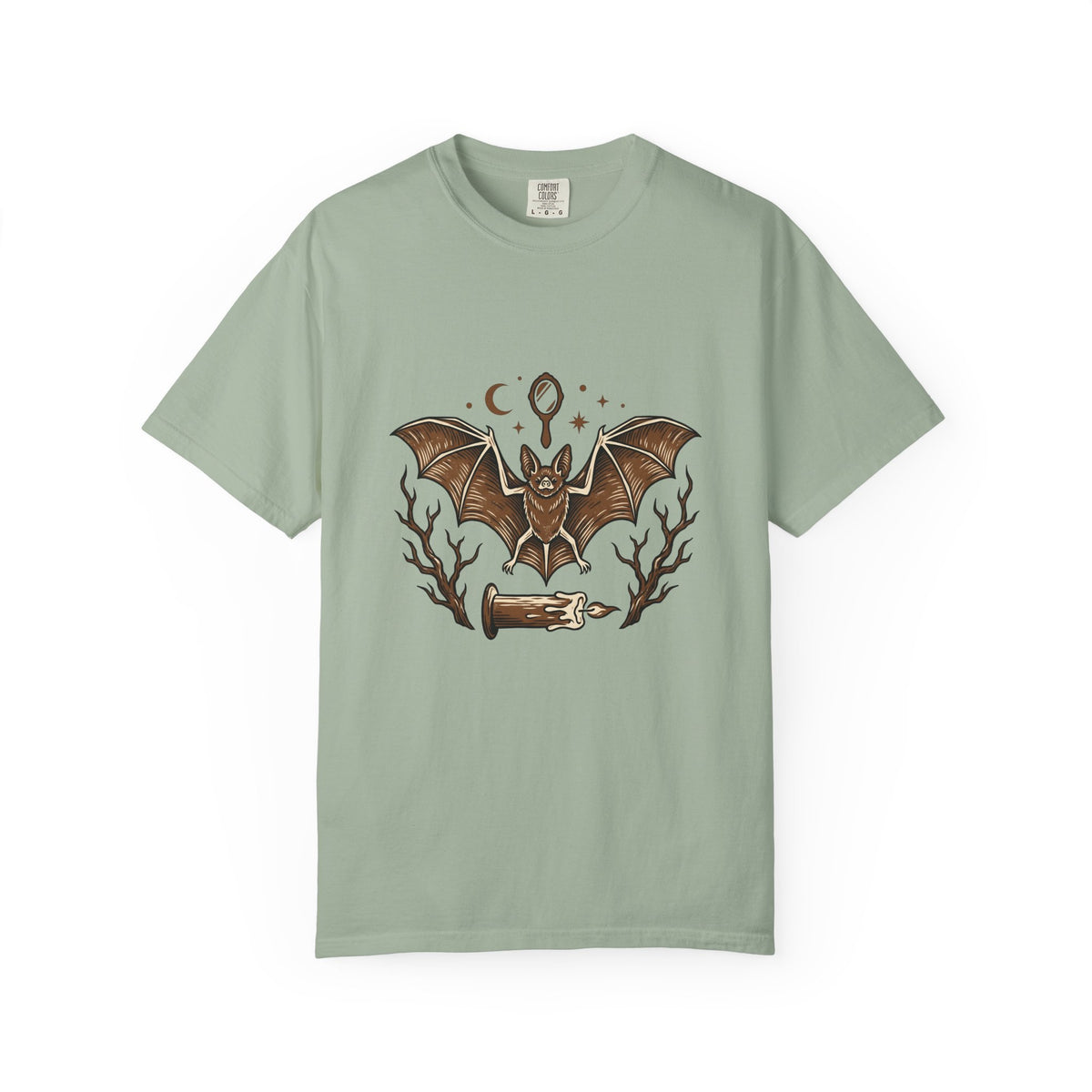 Bat Drawing T-Shirt Boho Chic Magic Gift Women Creepy T-Shirt Bat T-Shirt Bohemian Fan Spooky T-Shirt Mystical Graphic Sketch Taper Candle T-Shirt