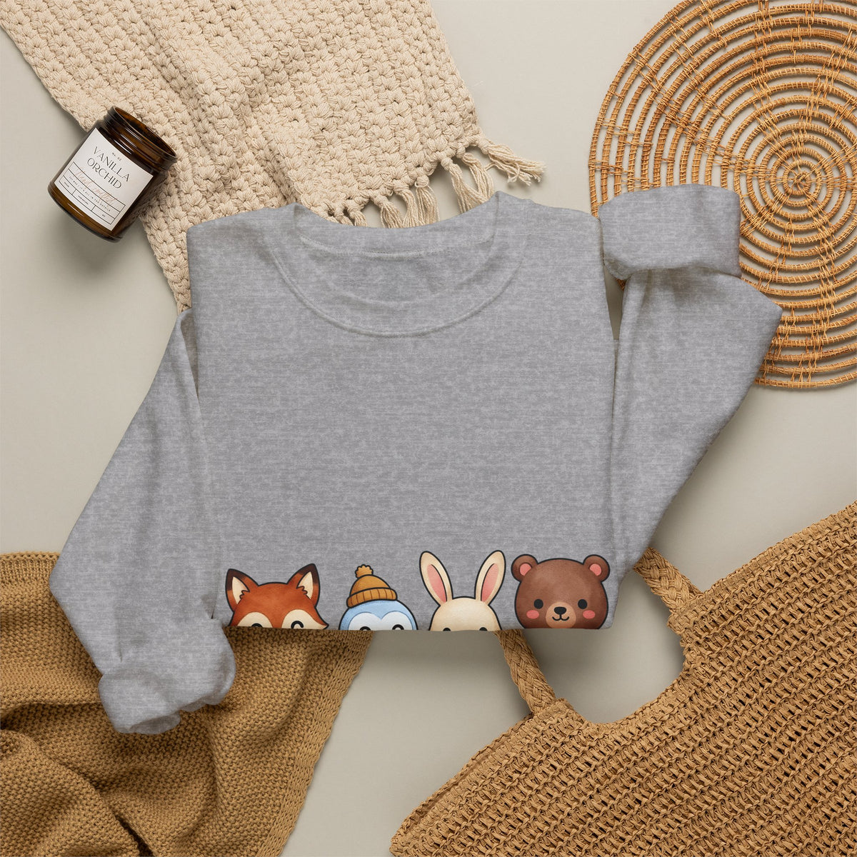 Forest Creatures Sweatshirt Christmas Wildlife Gift Women Adorable Sweatshirt Woodland Sweatshirt Xmas Fan Cute Sweatshirt Animal Graphic Comic Mistletoe