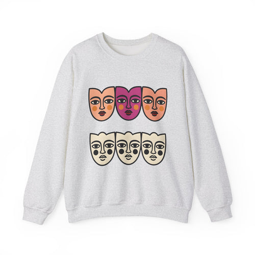 Abstract Faces Sweatshirt Abstract Art Gift Women Modern Sweatshirt Faces Sweatshirt Art Fan Contemporary Sweatshirt Artistic Graphic Minimal Bold Outlines