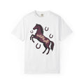Horse Design T-Shirt Boho Chic Ranch Gift Women Classic T-Shirt Equine T-Shirt Hippie Fan Vintage T-Shirt Western Graphic Doodle Horseshoe T-Shirt