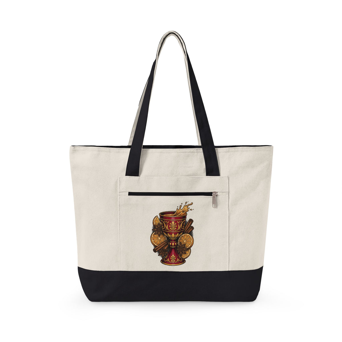 Hot Spiced Drink Holiday Yuletide Gift Farmhouse Mulled Wine Christmas Fan Rustic Winter Outline Tote Bag