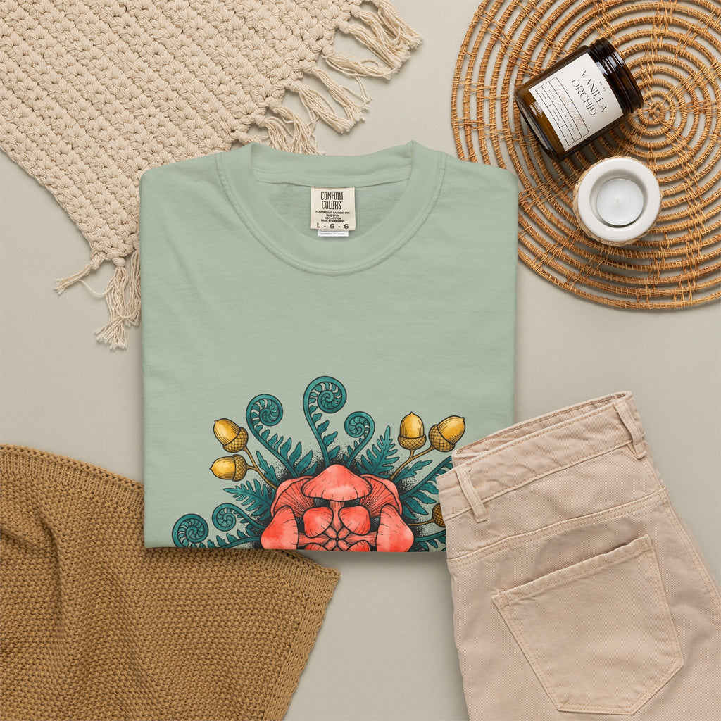 Shroom Mandala T-Shirt Boho Chic Flora Gift Women Bohemian T-Shirt Mushroom T-Shirt Hippie Fan Tribal T-Shirt Botanical Graphic Line Art Seed Pods