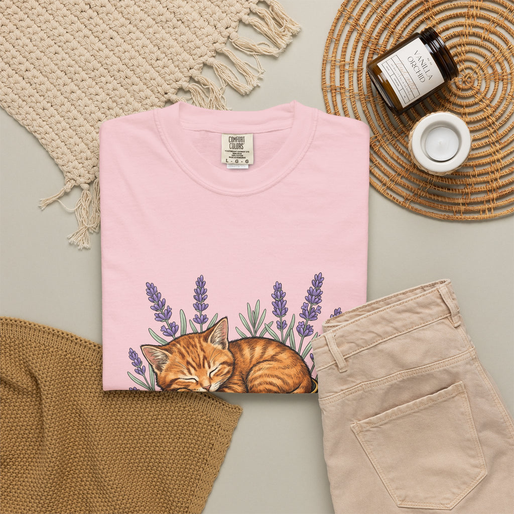 Kitten Cup T-Shirt Cat Garden Gift Women Line Art T-Shirt Cat T-Shirt T-Shirt Cat Fan Feline Graphic T-Shirt Floral Design Hand Painted Flower T-Shirt