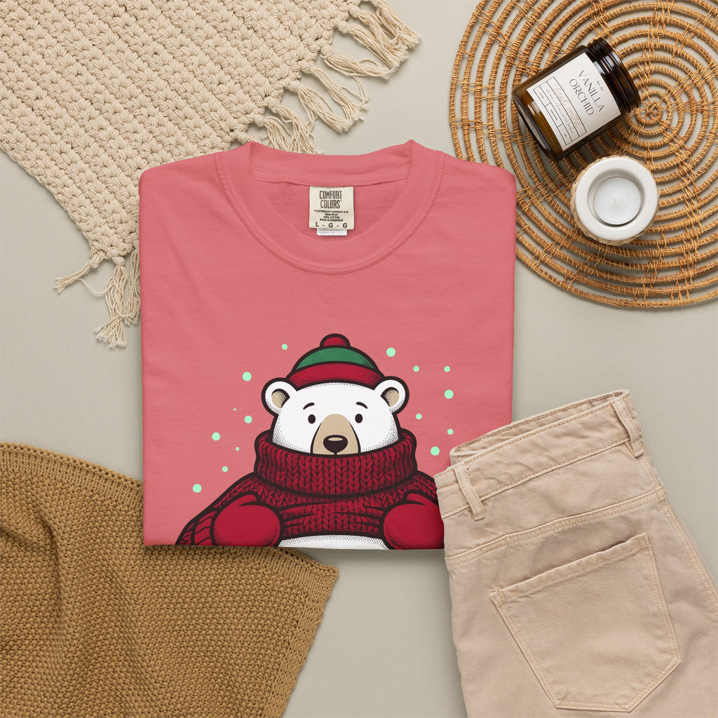 Polar Bear Sweater T-Shirt Christmas Animal Gift Women Cartoon T-Shirt Ursa T-Shirt Xmas Fan Toon T-Shirt Wildlife Graphic Vintage Winter Hat