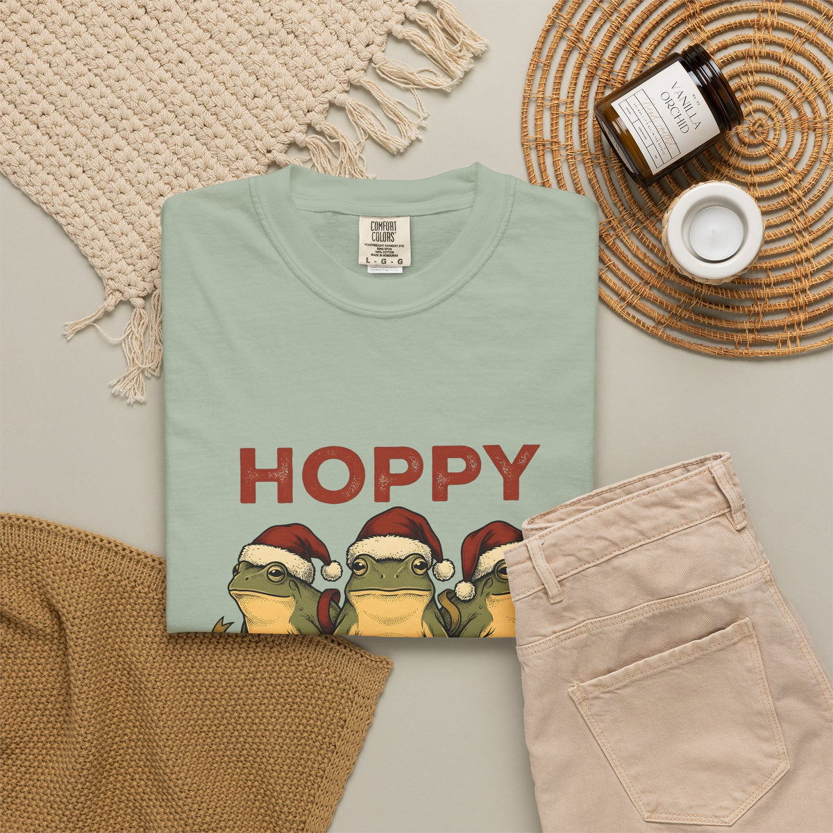Frog Holiday Hats Christmas Wildlife Gift Cartoon Toad Xmas Fan Toad Animal Line Sash T-Shirt