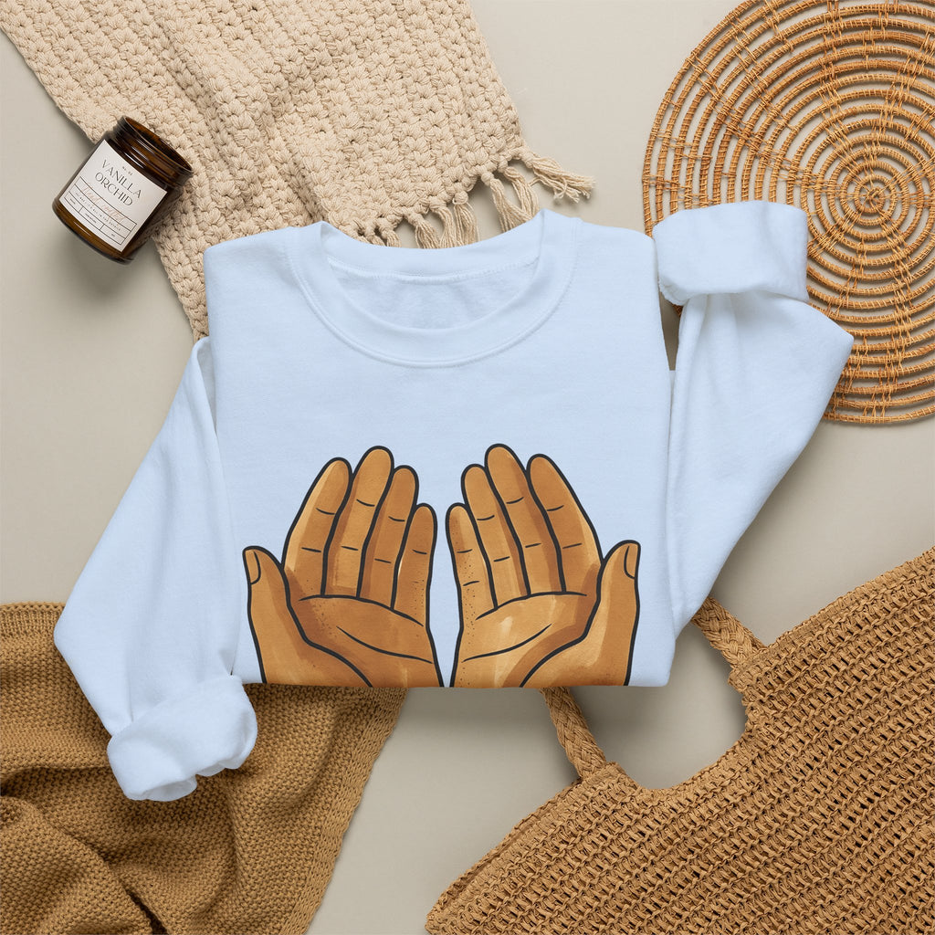 Open Palms Sweatshirt Support Thanks Gift Women Sketch Sweatshirt Hands Sweatshirt Caregiver Enthusiast Drawing Illustration Gratitude Graphic Simple