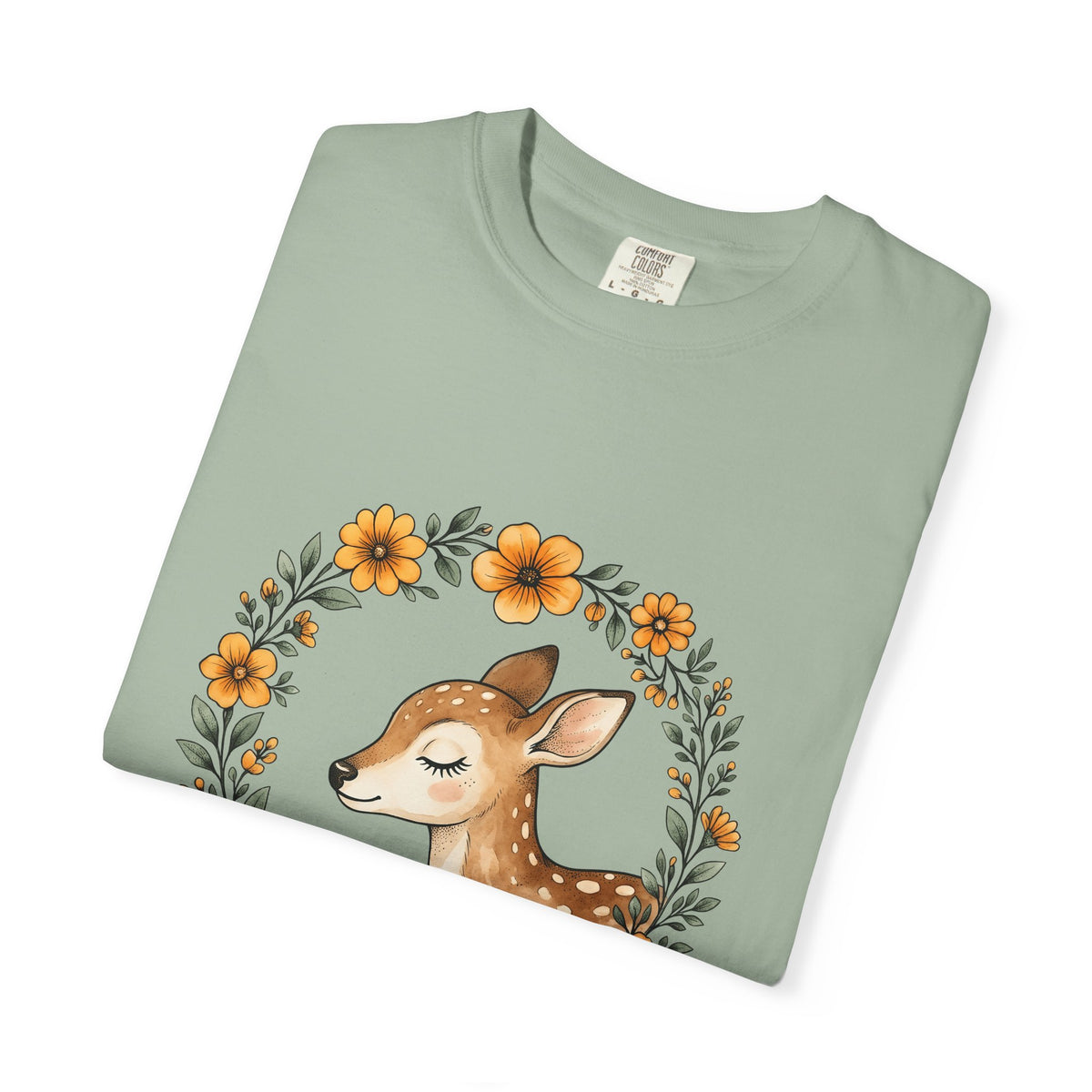Fawn Boho Chic Forest Gift Sketch Deer Bohemian Fan Drawing Woods Pastel Flower Crown T-Shirt
