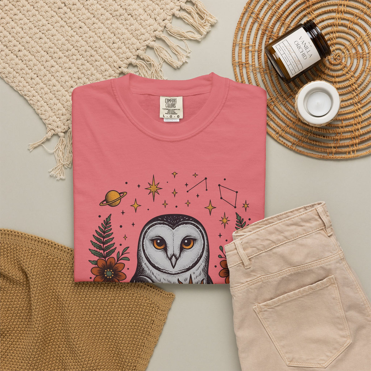 Owl Sun Boho Chic Nature Gift Boho Hoot Bohemian Fan Hippie Environmental Vintage Floral T-Shirt