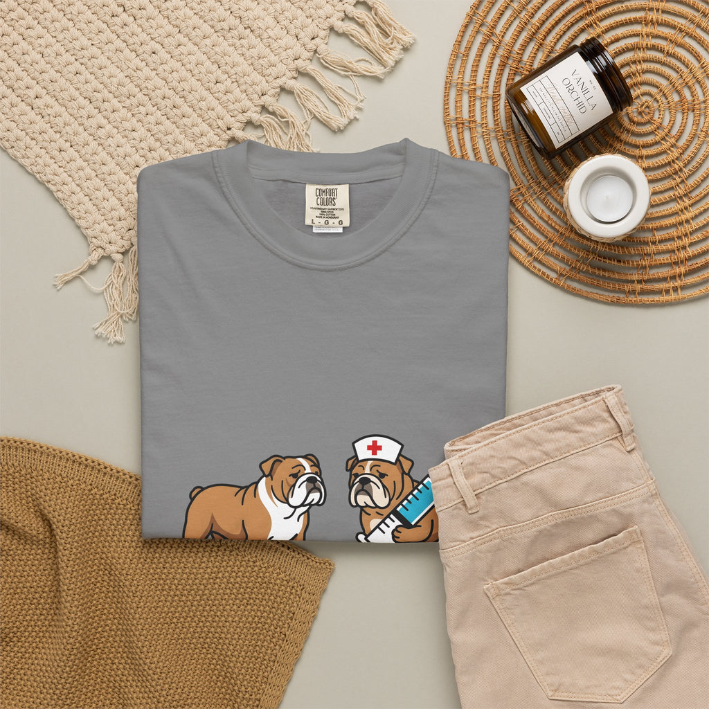 Bulldog Nurse T-Shirt Nurses Animal Gift Women Graphic T-Shirt Bulldog T-Shirt Nurse Enthusiast Bulldog Graphic T-Shirt Creature Illustration