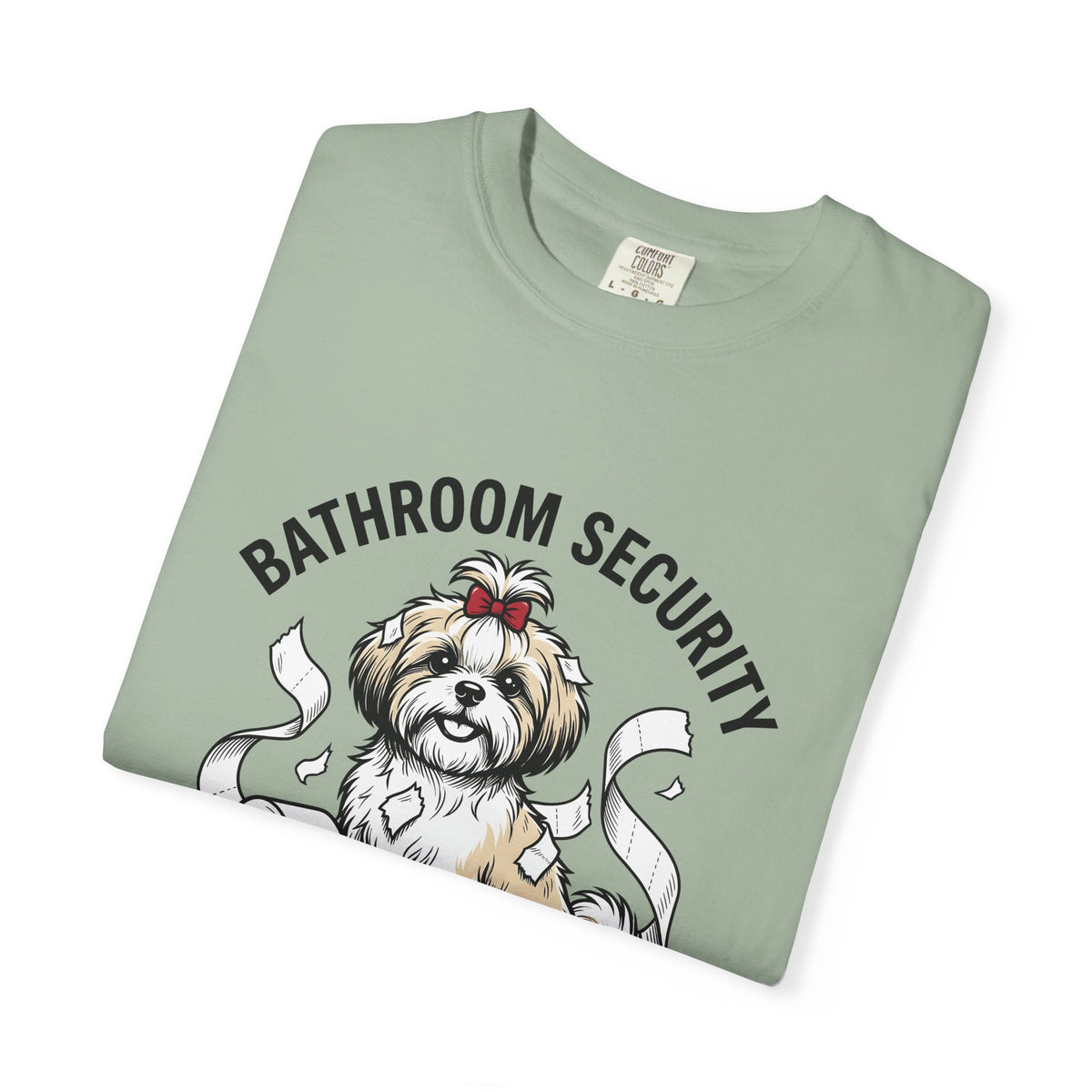 Shih Tzu Puppy T-Shirt Dog Joke Gift Women Comic T-Shirt Puppy T-Shirt Dog Fan Cartoon T-Shirt Humor Graphic Sketch Bathroom Paper T-Shirt