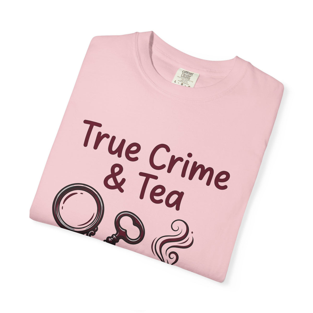 Teacup T-Shirt Drinks Suspense Gift Women Line Art T-Shirt Teapot T-Shirt Beverage Fan Illustration Graphic Mystery Cartoon Magnifier T-Shirt