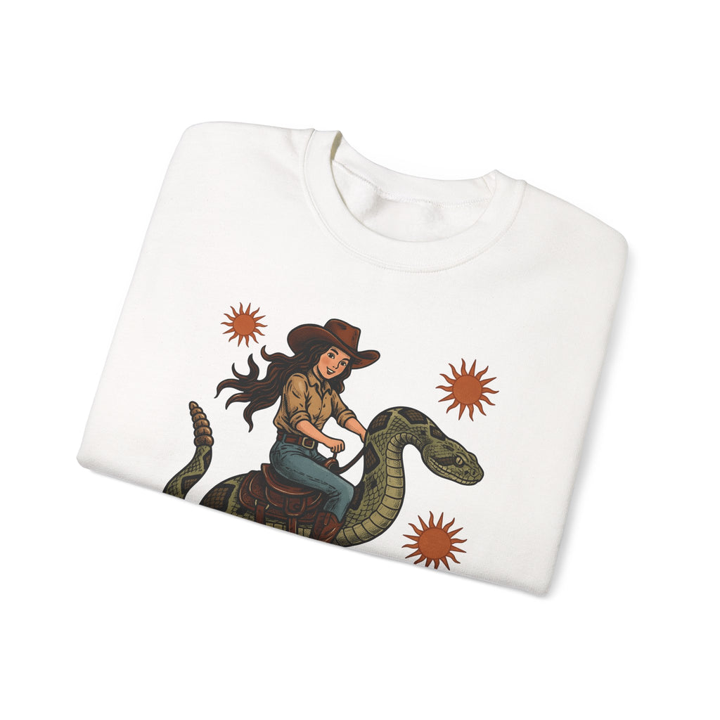 Cowgirl Serpent Sweatshirt Cowgirl Wildlife Gift Women Cowboy Sweatshirt Snake Sweatshirt Rodeo Fan Western Sweatshirt Animal Graphic Retro Sunshine Sweatshirt