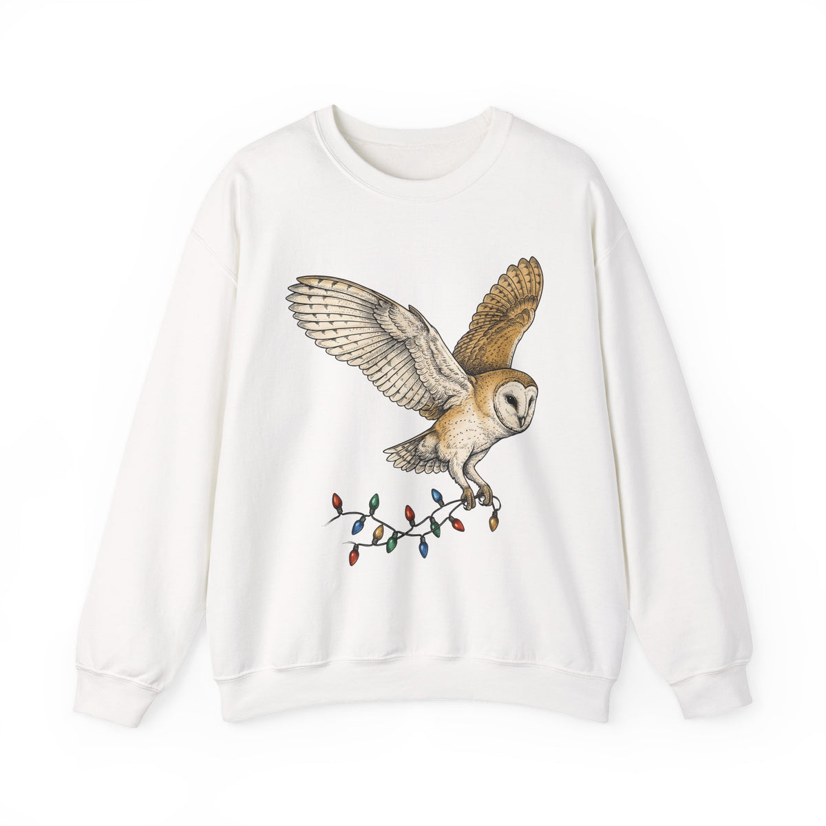 Barn Owl Sweatshirt Christmas Pets Gift Women Cartoon Sweatshirt Owl Sweatshirt Xmas Fan Owl Sweatshirt Animal Graphic Classic Globe Lights Sweatshirt