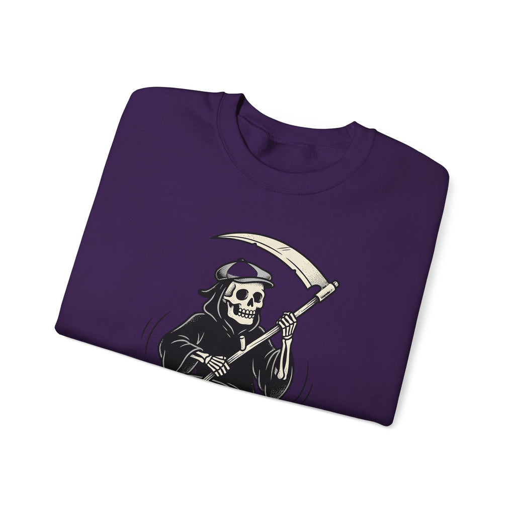 Reaper Skull Sweatshirt Halloween Cranium Gift Women Animated Sweatshirt Grim Reaper Sweatshirt Horror Fan Death Skull Graphic Sweatshirt Old School Sickle