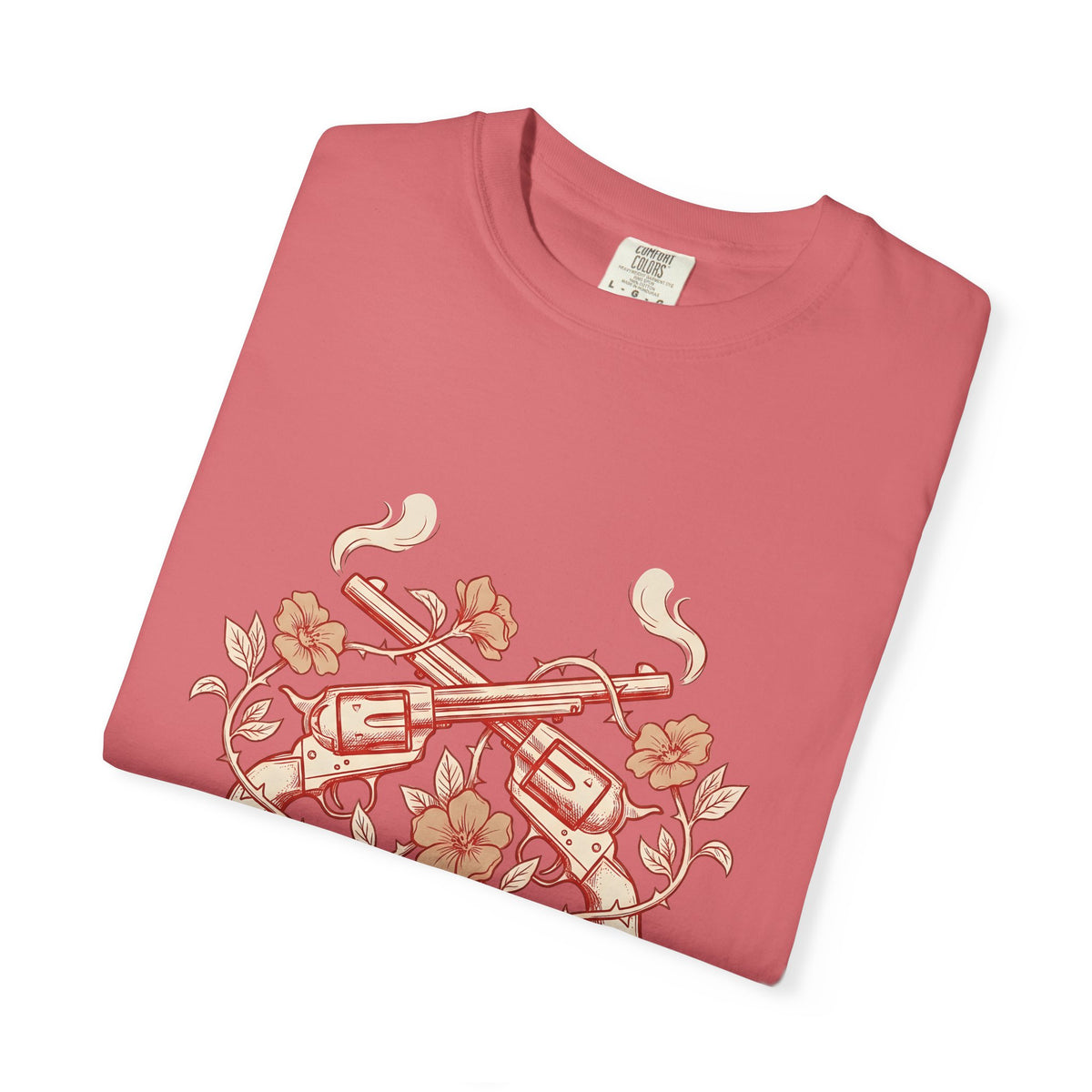 Crossed Six Shooters T-Shirt Cowgirl Rodeo Gift Women Old School T-Shirt Pistols T-Shirt Cowboy Fan Gunslinger T-Shirt Rodeo Graphic Line Art