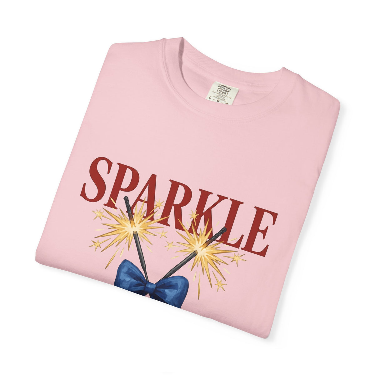 Sparkler Bow T-Shirt 4th Of July America Gift Women Hand Painted T-Shirt Sparkler T-Shirt Independence Day Fan Painted T-Shirt Patriotic Graphic