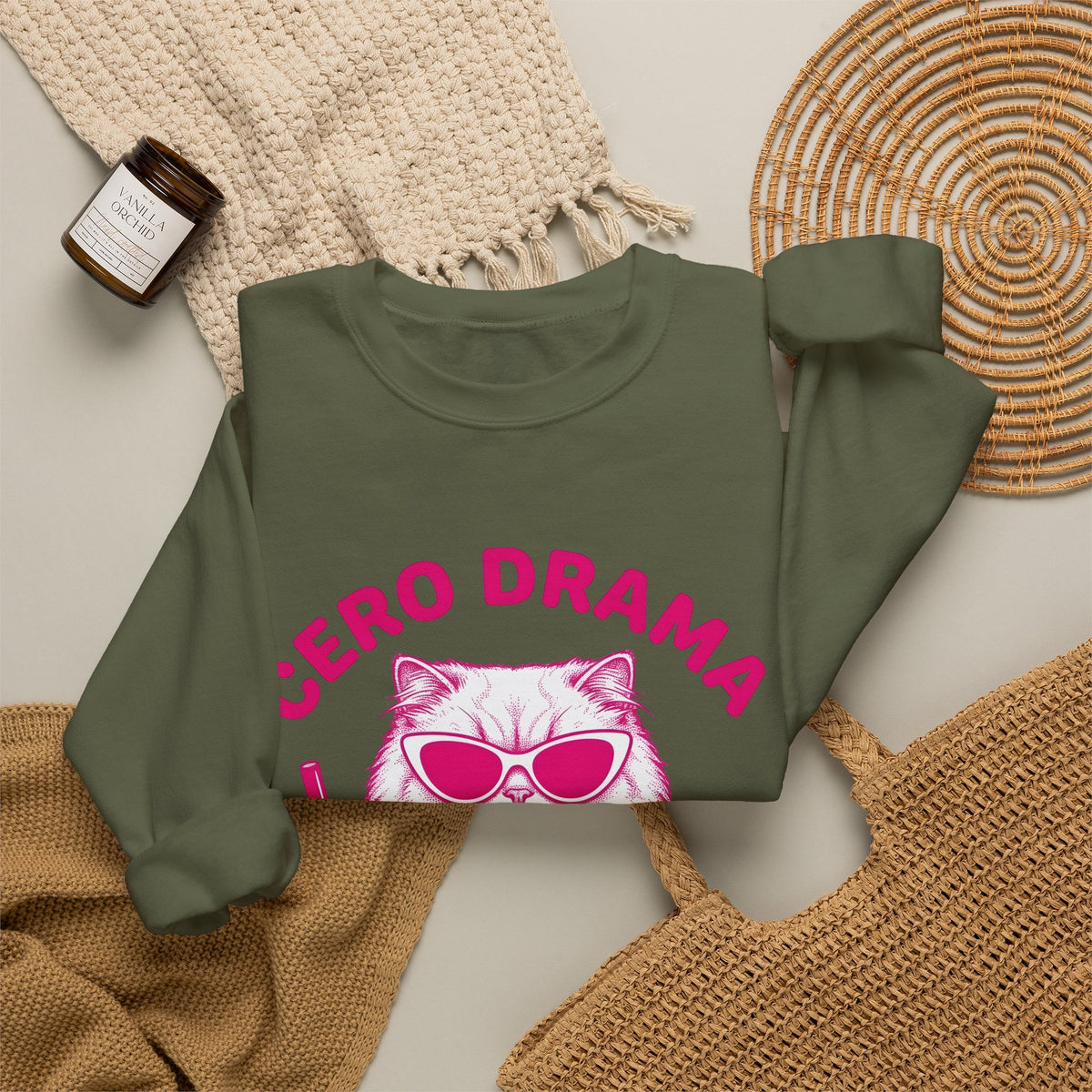 Cat Eyewear Sweatshirt Funny Critter Gift Women Line Art Sweatshirt Glasses Sweatshirt Humor Fan Cartoon Sweatshirt Animal Graphic Illustration Bubble Tea