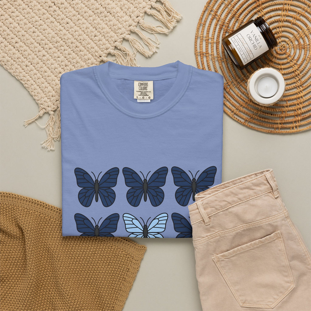 Butterfly Motif T-Shirt Boho Chic Plants Gift Women Plain T-Shirt Butterfly T-Shirt Hippie Fan Simple T-Shirt Floral Graphic Fresh Proportion
