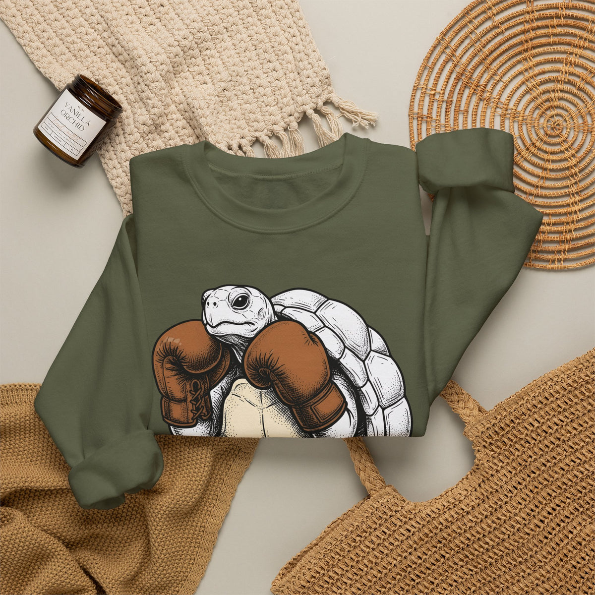 Turtle Punch Gloves Sweatshirt Sports Workout Gift Women Line Art Sweatshirt Boxing Gloves Sweatshirt Athlete Enthusiast Illustration Sweatshirt Fitness