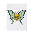 Skull Butterfly Blanket Boho Chic Emo Gift Women Blackwork Blanket Sugar Skull Blanket Bohemian Fan Tattoo Blanket Gothic Graphic Classic Moth