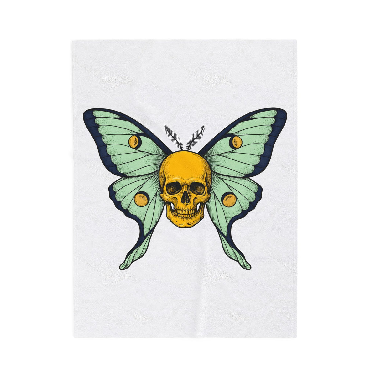 Skull Butterfly Blanket Boho Chic Emo Gift Women Blackwork Blanket Sugar Skull Blanket Bohemian Fan Tattoo Blanket Gothic Graphic Classic Moth
