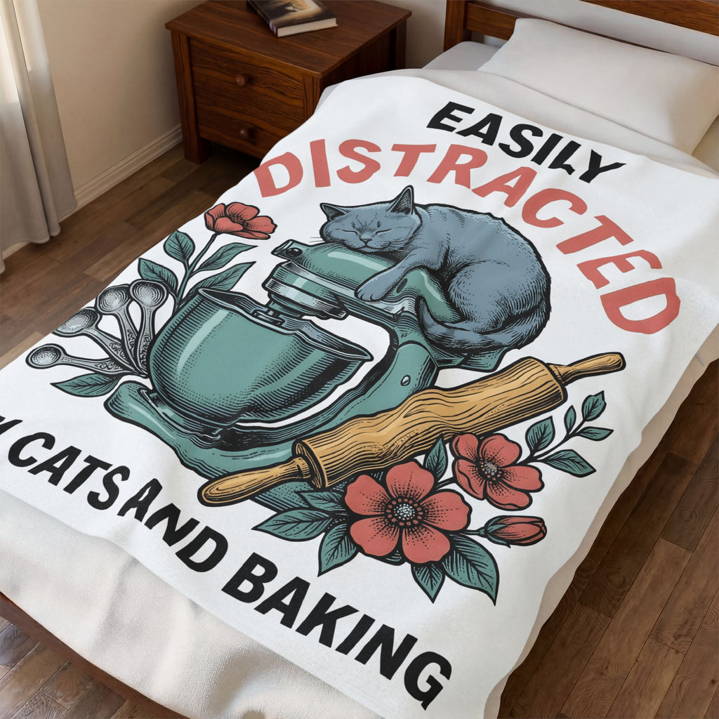 Cat Blender Blanket Cat Dessert Gift Women Retro Blanket Blender Blanket Cat Fan Vintage Blanket Pastry Graphic Sketch Blossoms Blanket