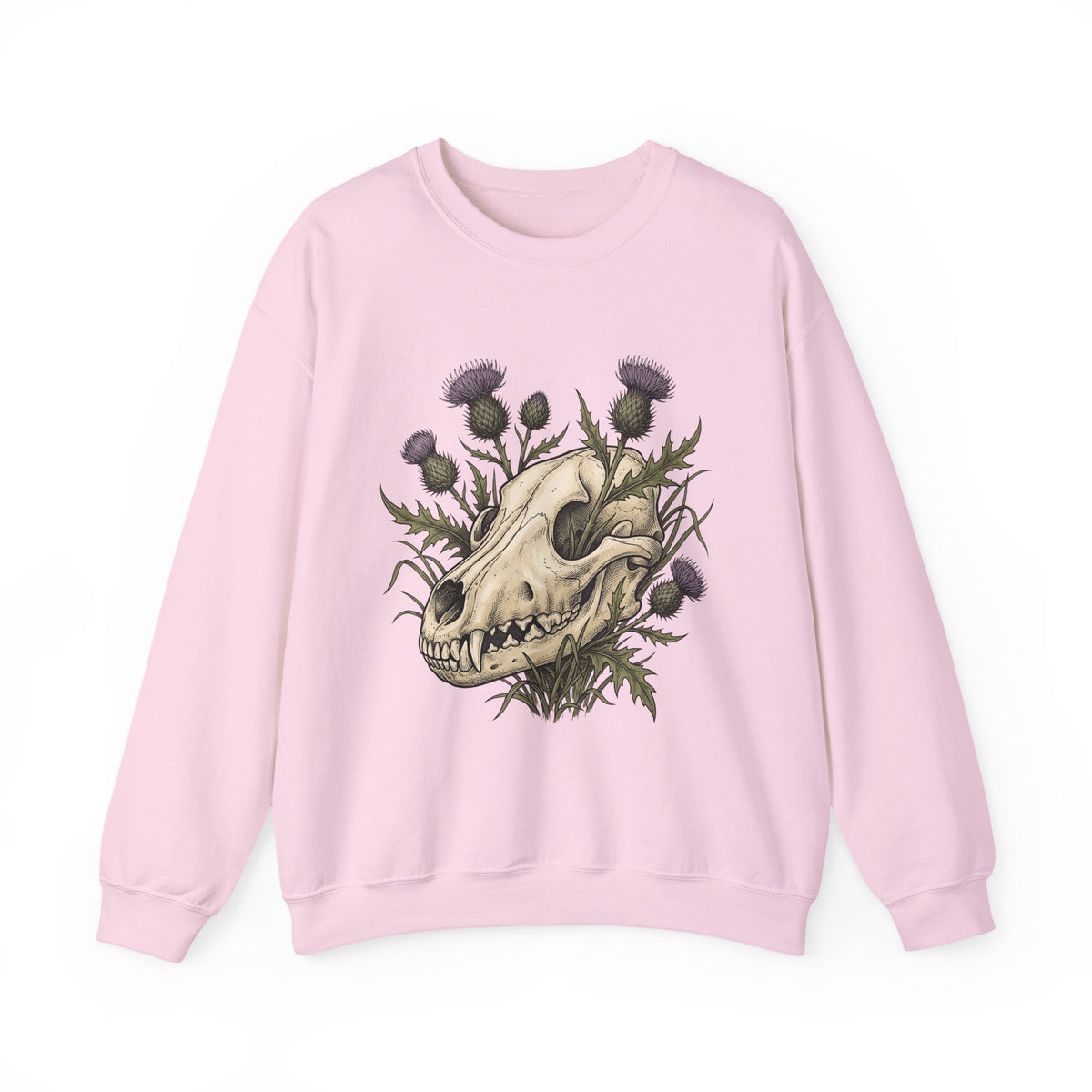 Animal Skull Sweatshirt Animals & Flowers Spooky Gift Women Sketch Sweatshirt Cranium Sweatshirt Wildlife Fan Illustration Graphic Sweatshirt Hand Drawn