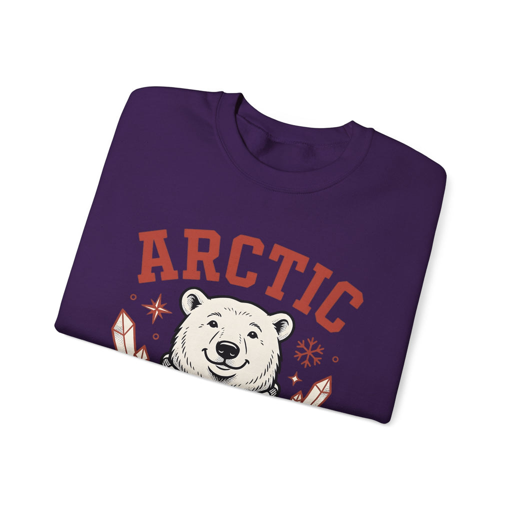 White Bear Sweatshirt Christmas Cold Season Gift Women Comic Sweatshirt Polar Bear Sweatshirt Winter Fan Cartoon Sweatshirt Frost Graphic Retro Ice Crystals