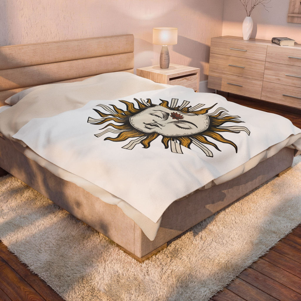Sun Head Blanket Celestial Metaphysical Gift Women Hippie Blanket Solar Head Blanket Galaxy Fan Cosmic Blanket Bohemian Blanket Spiritual Graphic Retro