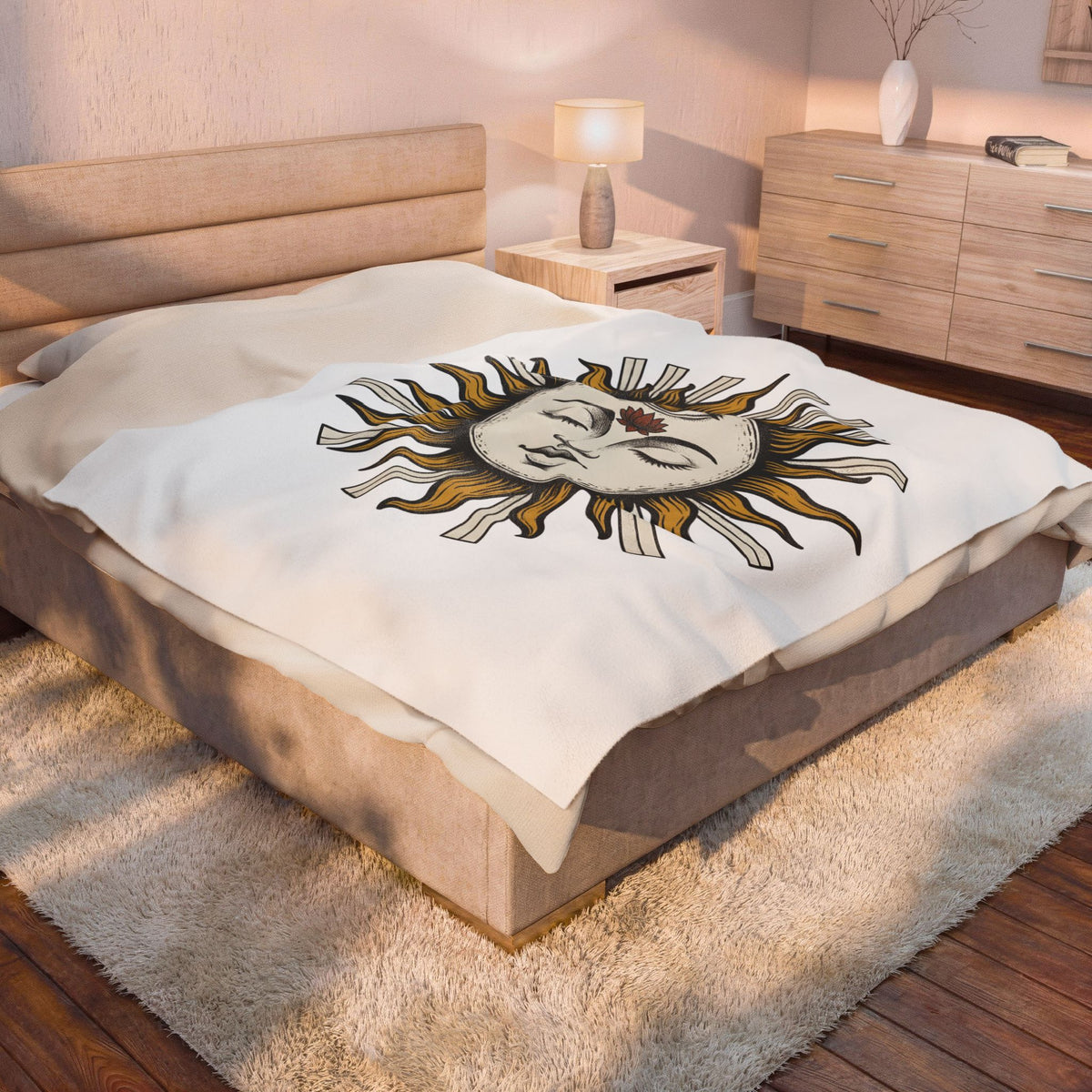 Sun Head Blanket Celestial Metaphysical Gift Women Hippie Blanket Solar Head Blanket Galaxy Fan Cosmic Blanket Bohemian Blanket Spiritual Graphic Retro