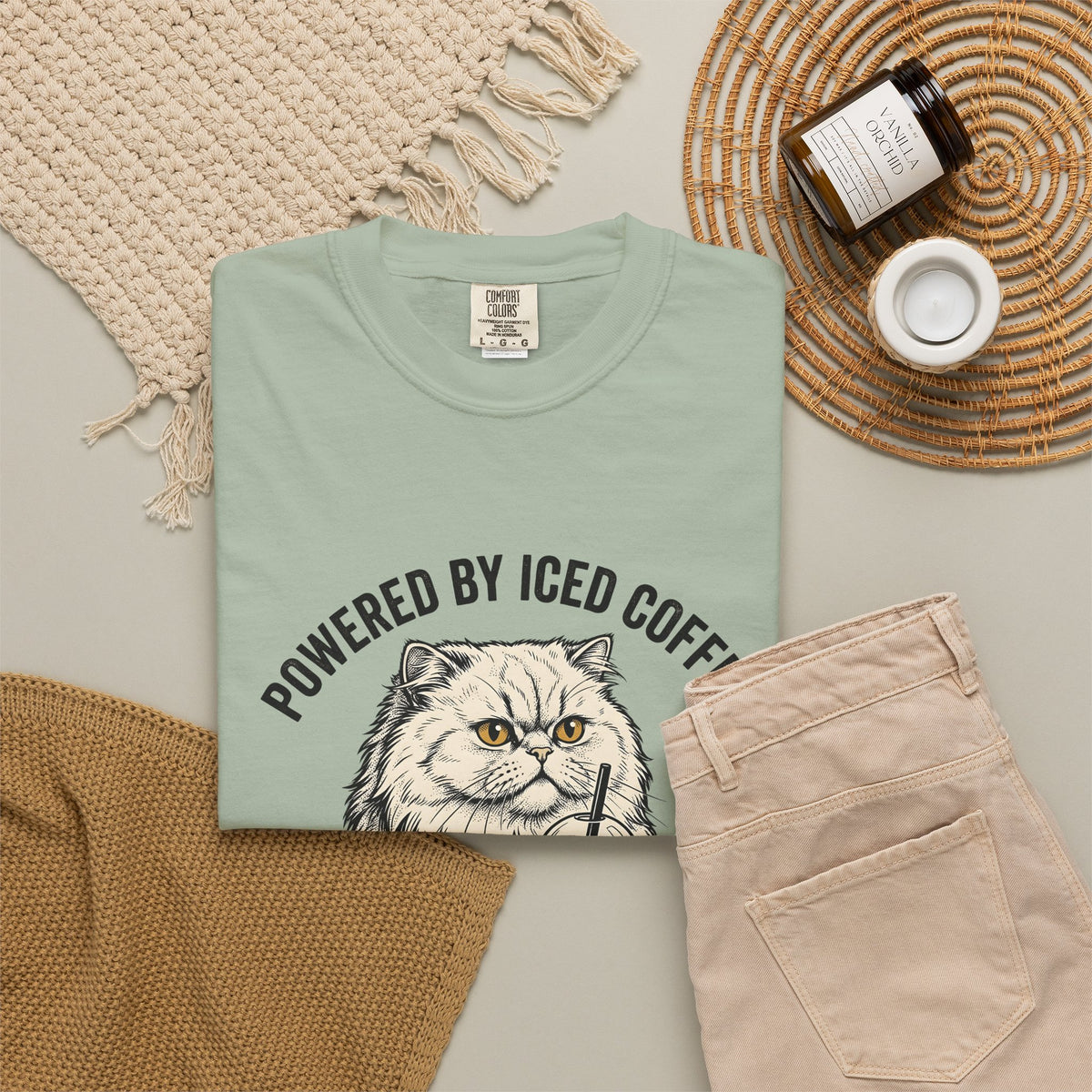 Persian Cat Coffee T-Shirt Coffee Animals Gift Women Hand Drawn T-Shirt Persian Cat T-Shirt Coffee Fan Illustrated T-Shirt Pet Graphic Vintage Iced