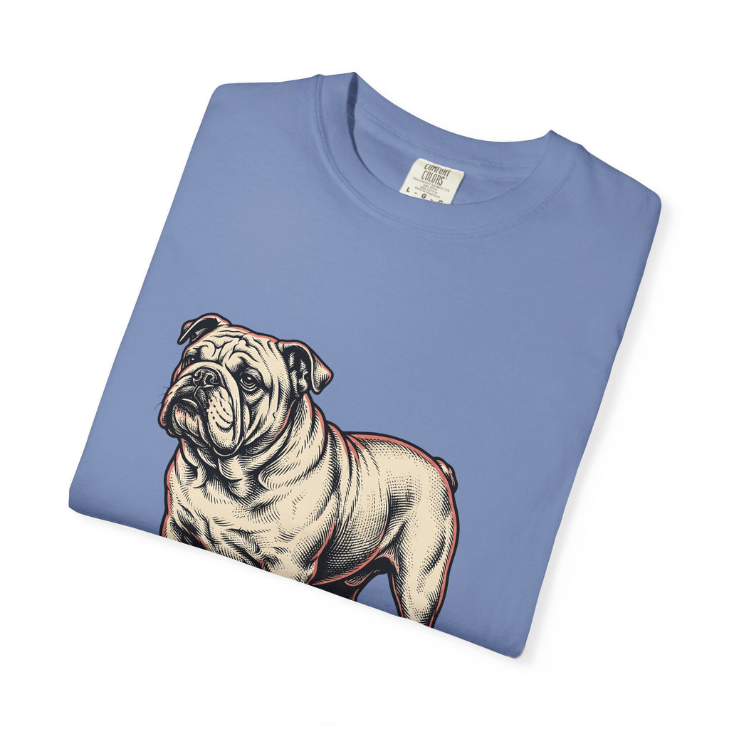 Bulldog Dog T-Shirt Dog Pets Gift Women Vintage T-Shirt Bulldog T-Shirt Dog Fan Bulldog T-Shirt Animal Graphic Hand Drawn Grass T-Shirt